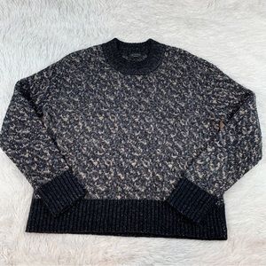 Rag & bone long sleeve crew neck animal print wool blend sweater pullover